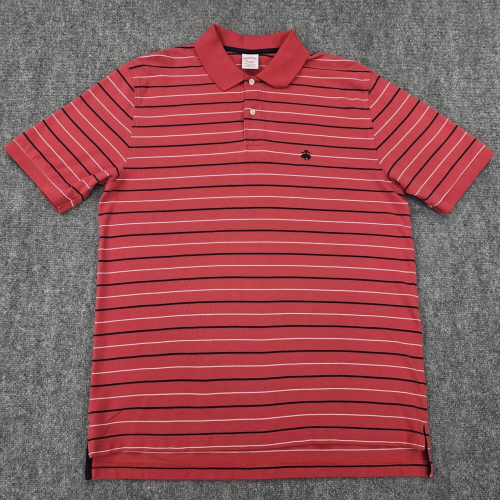 Brooks Brothers Shirt Mens Large Red Striped Performance Polo Original Fit VTG